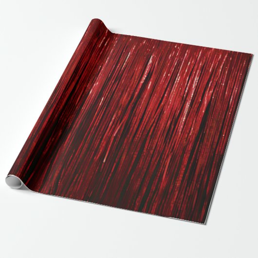 Red Tinsel Stripes Geschenkpapier (Ungerollt)