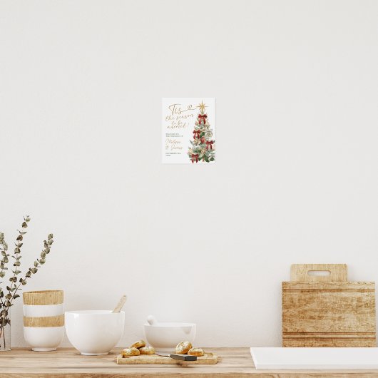 Red Tis the Season to be Married Wedding Welcome Poster (Küche)