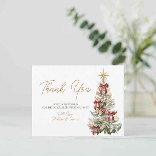 Red Tis the Season to be Married Winter Wedding Dankeskarte (Stehend Vorderseite)