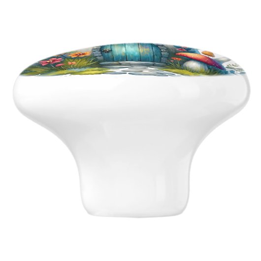 Red Toadstool Fairy House Keramikknauf (Seitenansicht)