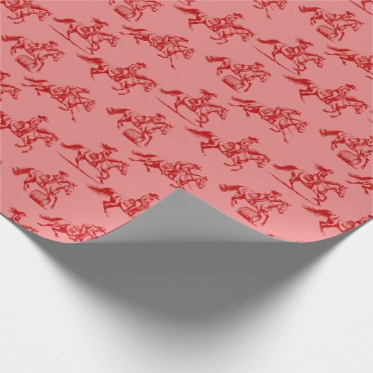 Red Toile Barrel Racing Geschenkpapier (Ecke)