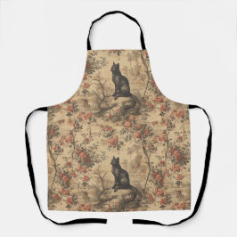 Red Toile Chinoiserie Cat Damask Schürze