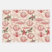 Red Toile Chinoiserie Christmas Ornaments Geschenkpapier Set (Vorderseite)