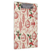 Red Toile Chinoiserie Christmas Ornaments Klemmbrett (Rechts)