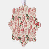 Red Toile Chinoiserie Christmas Ornaments Ornament Karte (Linke Ecke)