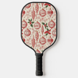 Red Toile Chinoiserie Christmas Ornaments Pickleball Schläger