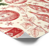 Red Toile Chinoiserie Christmas Ornaments Poster (Ecke)