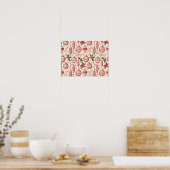 Red Toile Chinoiserie Christmas Ornaments Poster (Küche)
