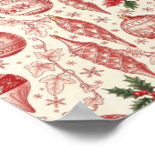 Red Toile Chinoiserie Christmas Ornaments Poster (Ecke)