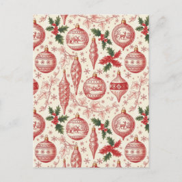 Red Toile Chinoiserie Christmas Ornaments Postkarte