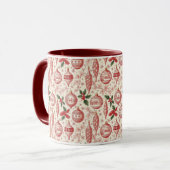 Red Toile Chinoiserie Christmas Ornaments Tasse (Vorderseite Links)