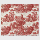 Red Toile Countryside Scene (8) Geschenkpapier (Flach)