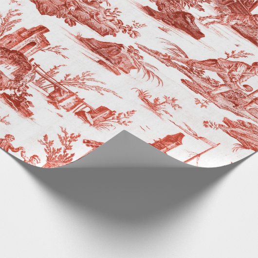 Red Toile de Jouy Geschenkpapier (Ecke)