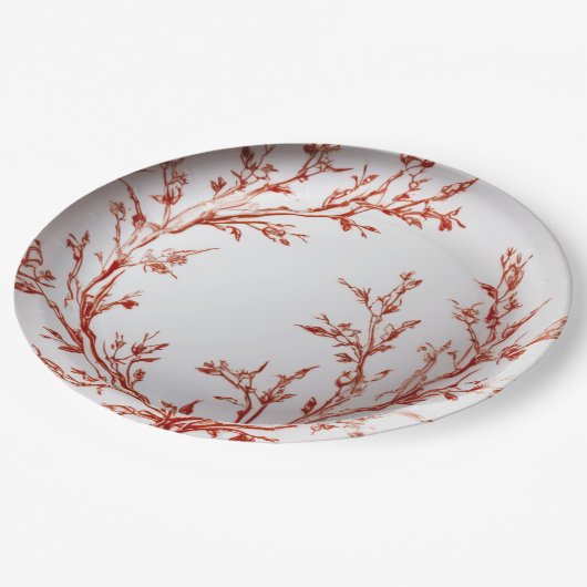 Red Toile Elegant Christmas Pappteller (Schrägansicht)