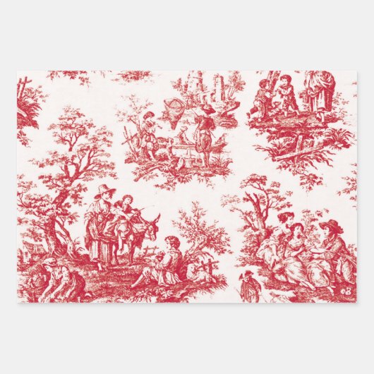 Red Toile Geschenkpapier Set (Vorderseite)