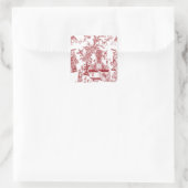Red Toile Muster Quadratischer Aufkleber (Tasche)