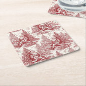 Red Toile Rechteckiger Pappuntersetzer (angewinkelt)