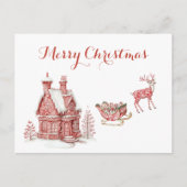 Red Toile Weihnachten Postkarte (Vorderseite)