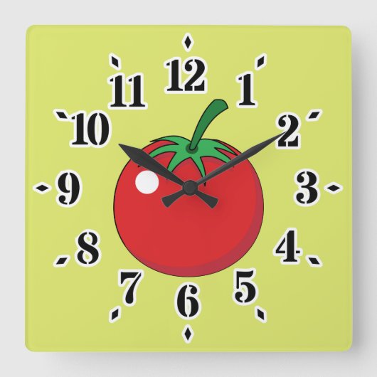 Red Tomato Quadratische Wanduhr (Vorderseite)
