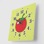 Red Tomato Quadratische Wanduhr (Winkel)