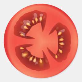 Red Tomato Slice Runder Aufkleber