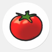 Red Tomato Whimsical Custom Art Runder Aufkleber (Vorderseite)