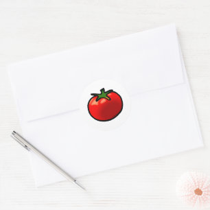 Red Tomato Whimsical Custom Art Runder Aufkleber