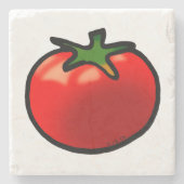 Red Tomato Whimsical Custom Art Steinuntersetzer (Vorderseite)