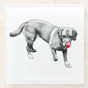 Red Tongue Labrador Licking Ink Art Untersetzer