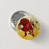 Red Top Hat Vögel Taschenuhr Steampunk Art Button (Vorne & Hinten)