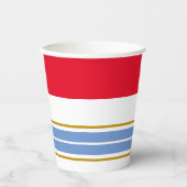 Red Top Light Blue Racing Streifen auf weiß Pappbecher (Vorderseite)