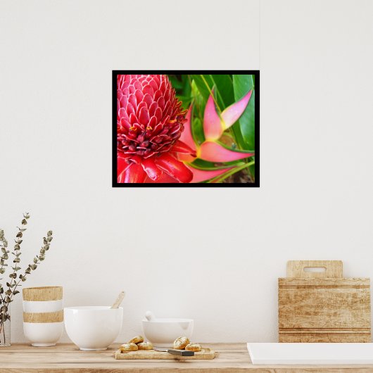 Red Torch Ginger Heliconia Blume Posters Poster (Küche)