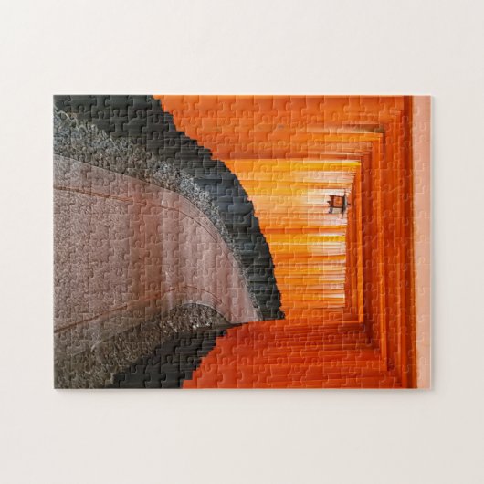 Red Tori Gates Shrine Kyōto Japan Reisen Foto Puzzle (Horizontal)