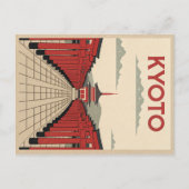 Red Torii Gates in Retro Kyoto Postkarte (Vorderseite)
