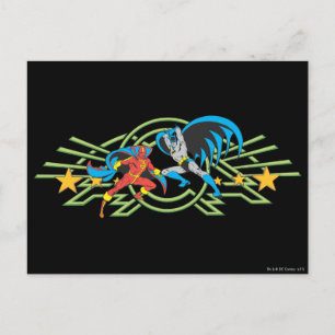 Red Tornado + Batman Postkarte