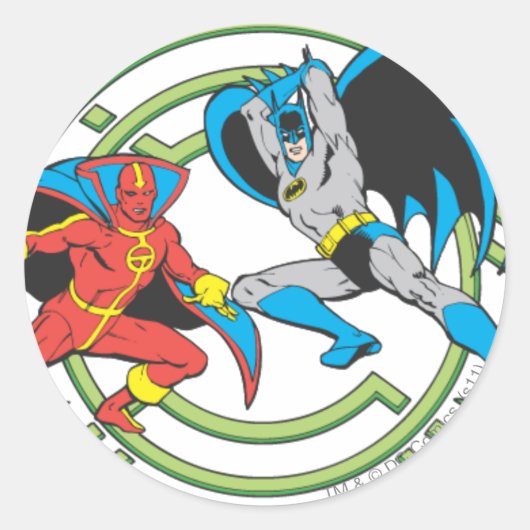 Red Tornado + Batman Runder Aufkleber (Vorderseite)