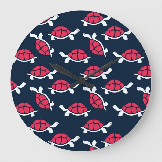 Red Tortoise Große Wanduhr (Vorderseite)