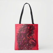 Red Tote Bag Bull läuft in der Starry Night Tasche (Vorderseite)