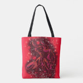 Red Tote Bag Bull läuft in der Starry Night Tasche (Rückseite)
