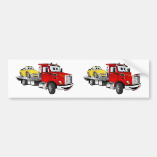Red Tow Truck Flatbed Cartoon Autoaufkleber
