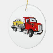 Red Tow Truck Flatbed Cartoon Keramik Ornament (Links)