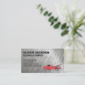 Red Tow Truck | Metallischer Grunge Hintergrund Visitenkarte (Stehend Vorderseite)