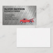 Red Tow Truck | Metallischer Grunge Hintergrund Visitenkarte (Vorne/Hinten)