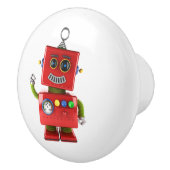 Red toy robot waving hello keramikknauf (Rechts)