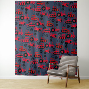 Red Toy Traktoren Dunkelgraue Hintergrundwand Abde Wandteppich