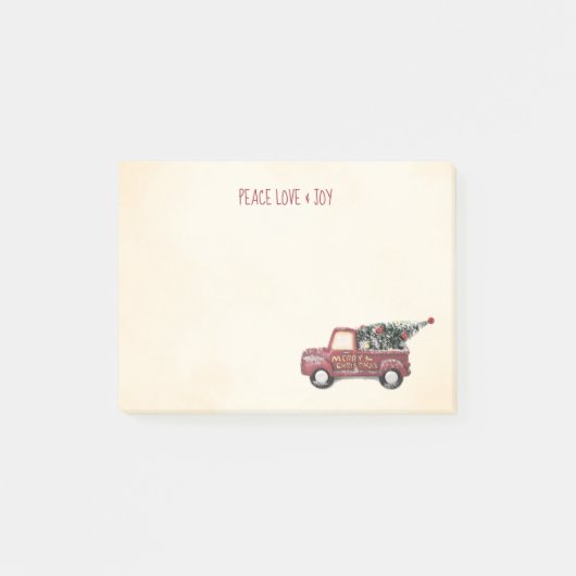 Red Toy Truck Frohe Weihnachten Post-it Klebezettel (Vorderseite)