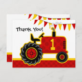 Red Tractor 1. Geburtstag Vielen Dank Postkarte (Vorne/Hinten)