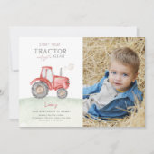 Red Tractor Birthday Foto Einladung (Vorderseite)