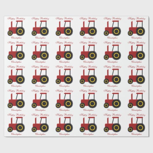 Red Tractor Birthday Geschenkpapier (Flach)