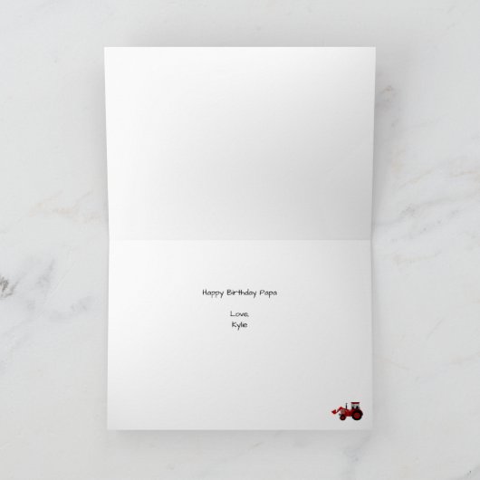 Red Tractor Birthday Karte (Innenseite)